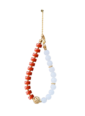 山川心语本命年南红玛瑙白玉手链