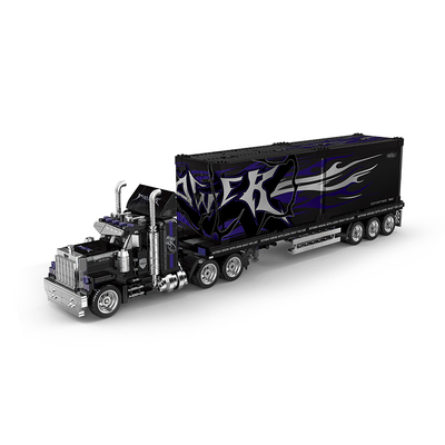 PB品铂复古美式大拖头集装箱重型货车PB8829拼装积木玩具汽车模型