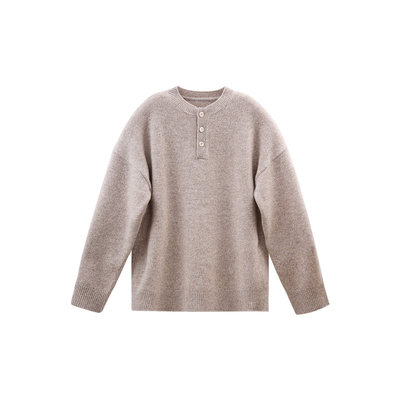 100%绵羊毛亨利领男士毛衣