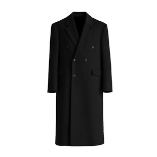 碧舍老钱风高端男士外套秋冬新款羊毛呢大衣长款双排扣垫肩阔外套