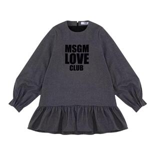 3z现货MSGM童装24秋冬女童休闲风印花Logo棉连衣裙条纹百褶裙