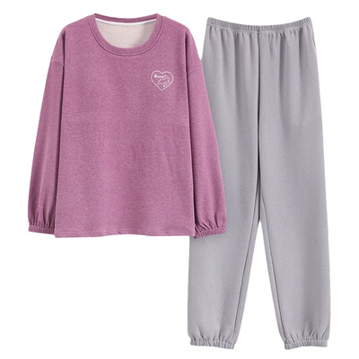 浪莎德绒带胸垫保暖睡衣女