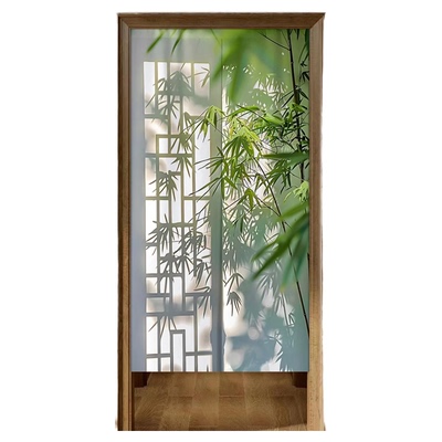 中式光影竹子玄关厕所隔断帘卫生间遮挡帘家用卧室门帘免打孔挂帘