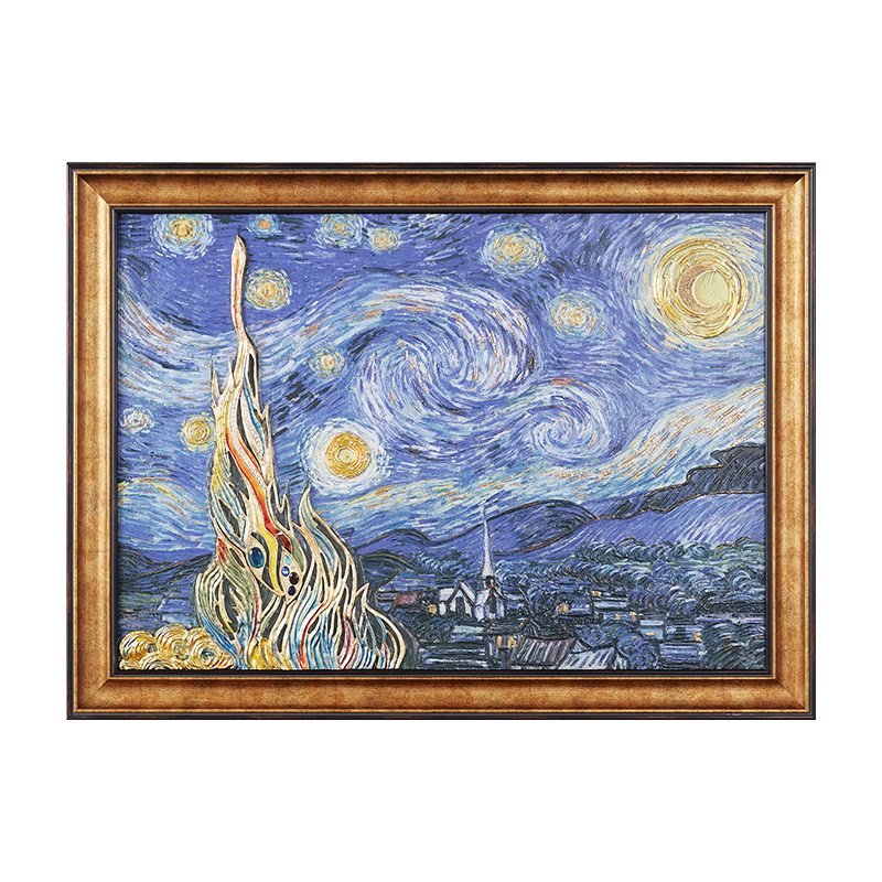 圣朗伦《星空》珐琅彩工艺装饰画瓷板画