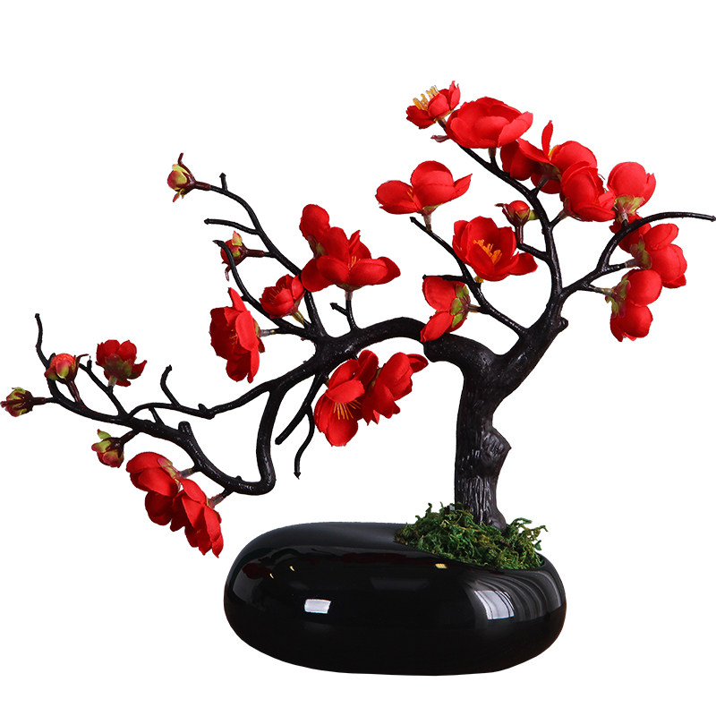 禅意陶瓷花瓶仿石头装饰品梅花客厅摆件水培花盆器创意绿萝小花器