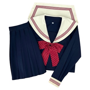 青月社原创海月琉璃关西襟绀身米领水手服日系学院风甜妹感JK制服