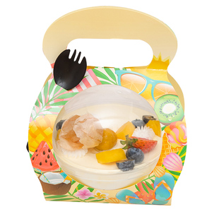 儿童节慕斯球椰子蛋水果捞包装盒蛋糕甜品打包盒波奇饭透明水晶盒