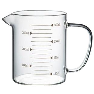 耐高温玻璃量杯带刻度厨房用具大容量水杯烧杯带盖带把高硼硅量杯