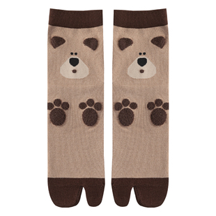 分趾袜子女中筒袜秋季可爱卡通二指袜防臭木屐袜猪蹄鞋二趾分指袜