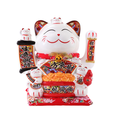 喜轩陶瓷招财猫电动摇手摆件