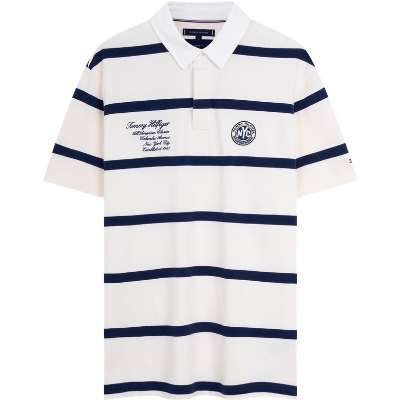 Tommy男装纯棉刺绣条纹宽松POLO