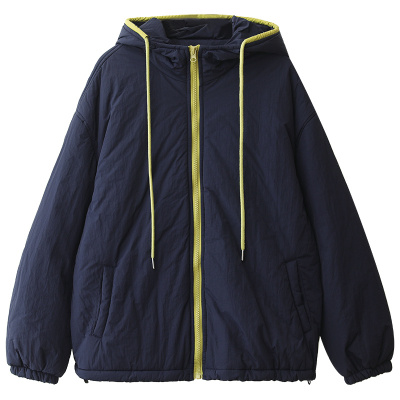 宽松百搭显瘦纯色棉服外套