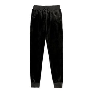 金丝绒女裤运动松紧腰宽松大码裤子女秋冬加绒加厚哈伦休闲裤显瘦