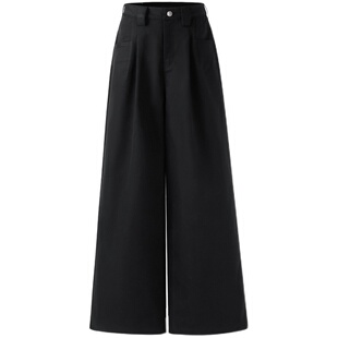 1747 「wellbeing」简约一字插袋设计阔腿长裤 廓形立挺休闲裤