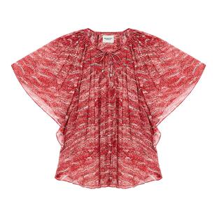 MARANT ETOILE2025 NESLYA法式圆领系绳印花雪纺上衣女