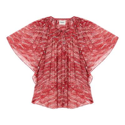 MARANT ETOILE2025 NESLYA法式圆领系绳印花雪纺上衣女