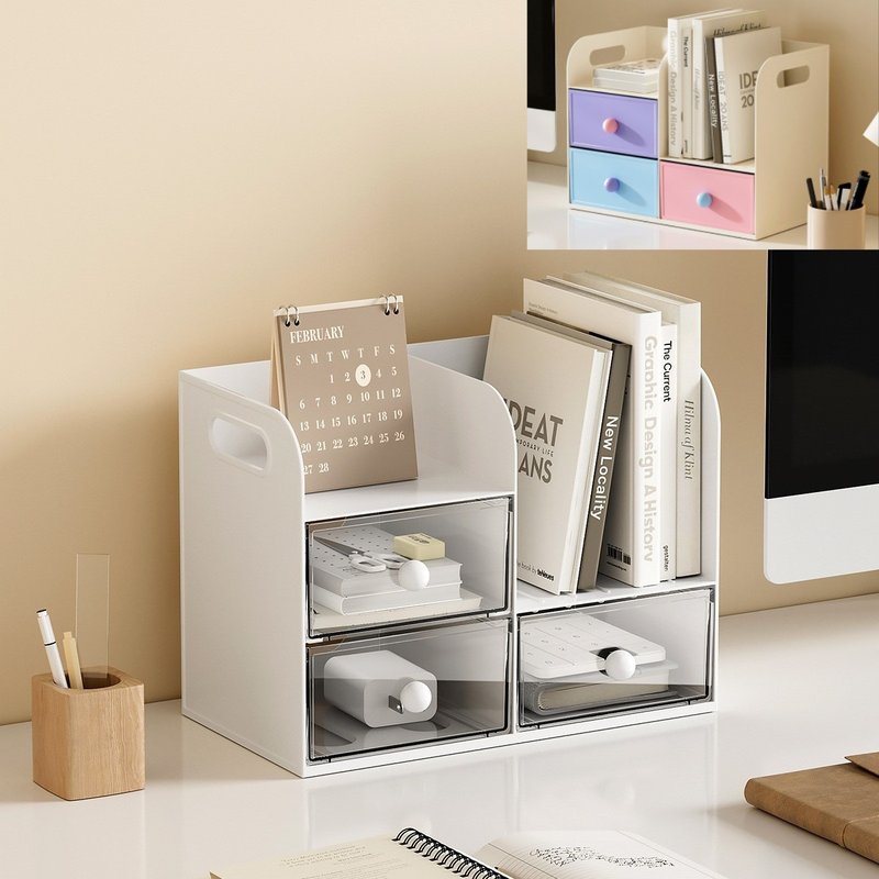 11桌面学生宿舍文具笔筒置物架多功能收纳盒书立办公室浪漫工位巴