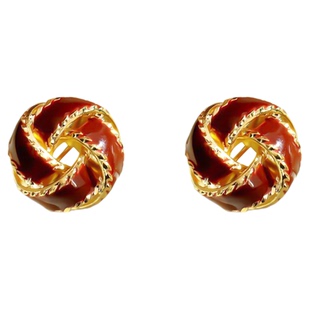 2026款同心结法式复古麻花珐琅滴油耳夹秋冬爆款大红绣球蚊香盘女