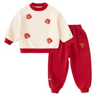 dudujia儿童周年礼服新中式男童年服舒适女童拜年服男宝套装冬款a