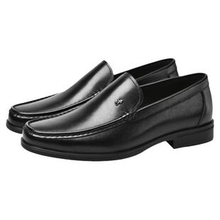 金猴男鞋春季商务皮鞋男牛皮套脚英伦风爸爸鞋真皮乐福鞋男鞋子