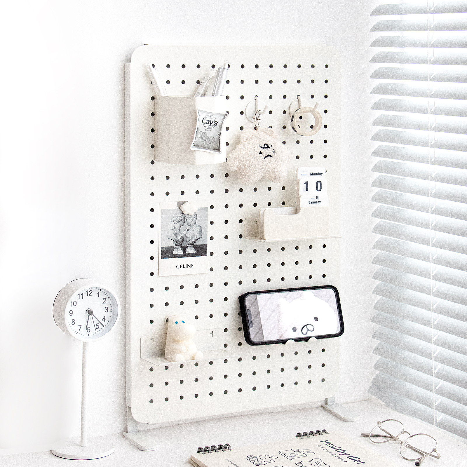 末默集舍磁吸洞洞板桌面迷你小型可立式书桌办公桌工位靠墙置物架