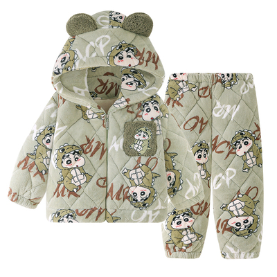 男童冬季三层夹棉蜡笔小新家居服