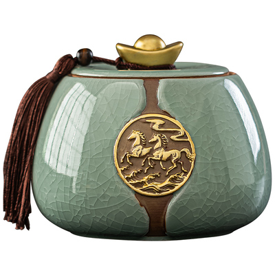 哥窑陶瓷茶叶罐密封家用高级感