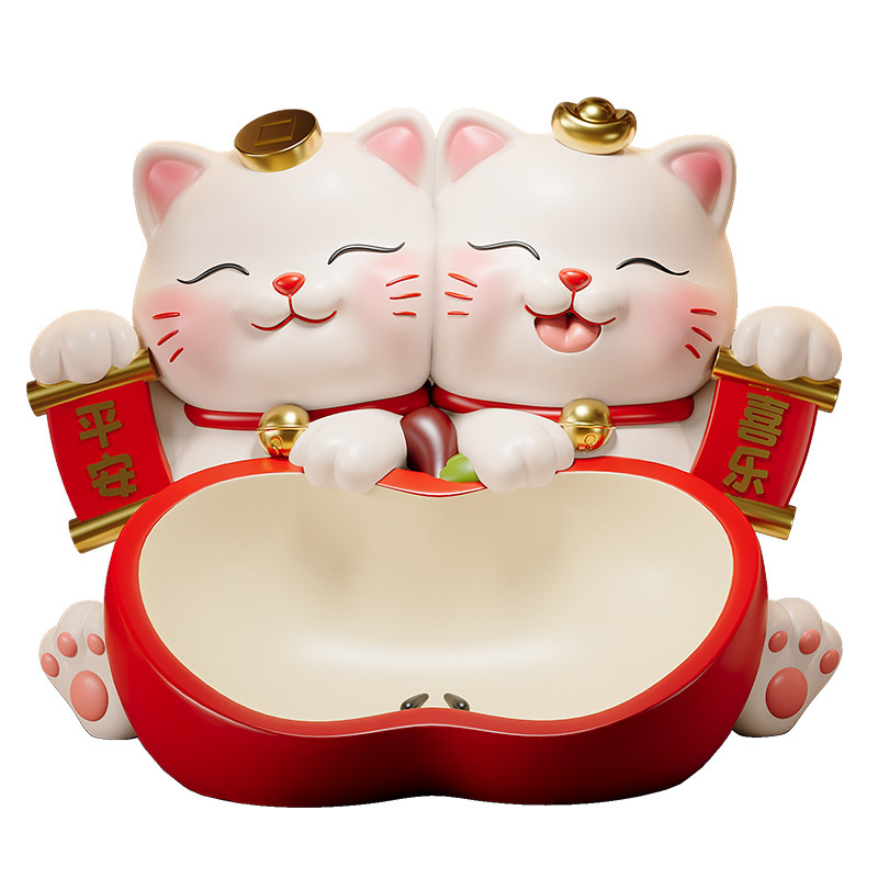 招财猫入户门口钥匙收纳摆件