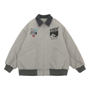 男童加绒外套2025冬装新款儿童工装上衣帅气中大童翻领男孩夹克潮