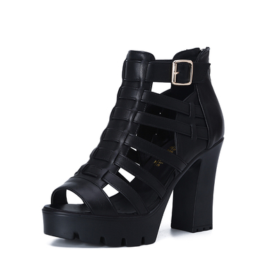 2021夏季鞋女凉鞋高跟露趾黑色