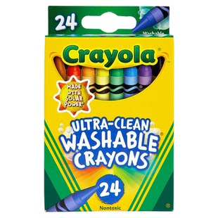 绘儿乐crayola24色超级可水洗不脏手蜡笔安全无毒实心巨能画套装