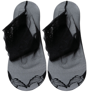 袜子女丝袜短袜夏季薄款水晶黑色透明防勾蕾丝短款日系女士中筒袜