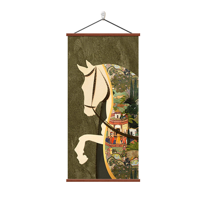 中古风马到成功玄关装饰画免打孔