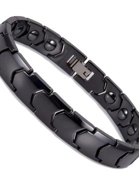 轻奢陶瓷男士手链黑色手环简约潮流首饰锗石防辐射手串礼物送男友