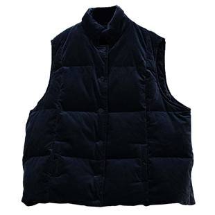 知笔墨2025冬款95白鹅绒烟灰烟紫弹力植绒单排扣保暖大廓型马甲