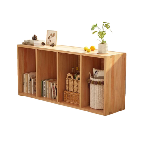 实木飘窗柜家用置物架地柜落地矮柜日式书柜单层收纳柜储物格子柜