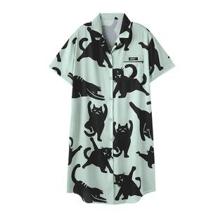 睡裙女夏季冰丝短袖薄款夏天长款睡衣仿真丝绸中长裙高级感家居服