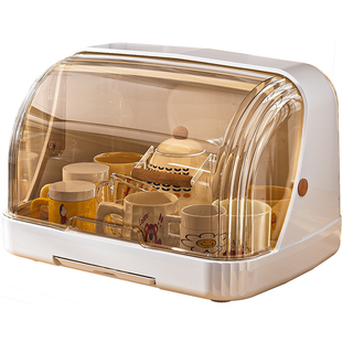 桌面收纳盒杯子茶具桌上防尘收纳架厨房茶壶水杯架双层沥水置物架