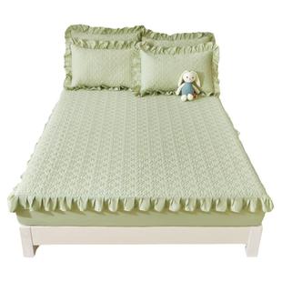 全棉夹棉床笠罩单件100纯棉全包防滑花边款床围套三件套四季通用