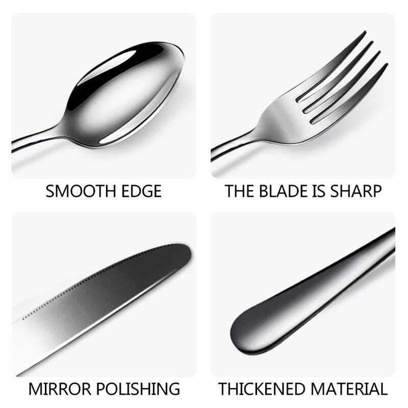 跨境亚马逊1010不锈钢餐具四件套24套装刀叉件套礼盒西餐牛排勺子