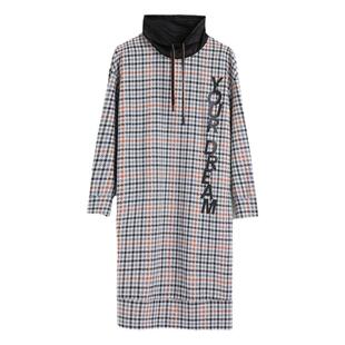 蒲PUKKA 女装棉质卫衣裙秋冬装设计感格纹连衣裙商场同款