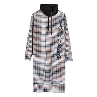 蒲PUKKA 女装棉质卫衣裙秋冬装设计感格纹连衣裙商场同款