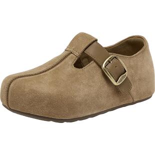 百思图26春新款厚底增高全包勃肯鞋女复古外穿包头半拖鞋B9539AM6