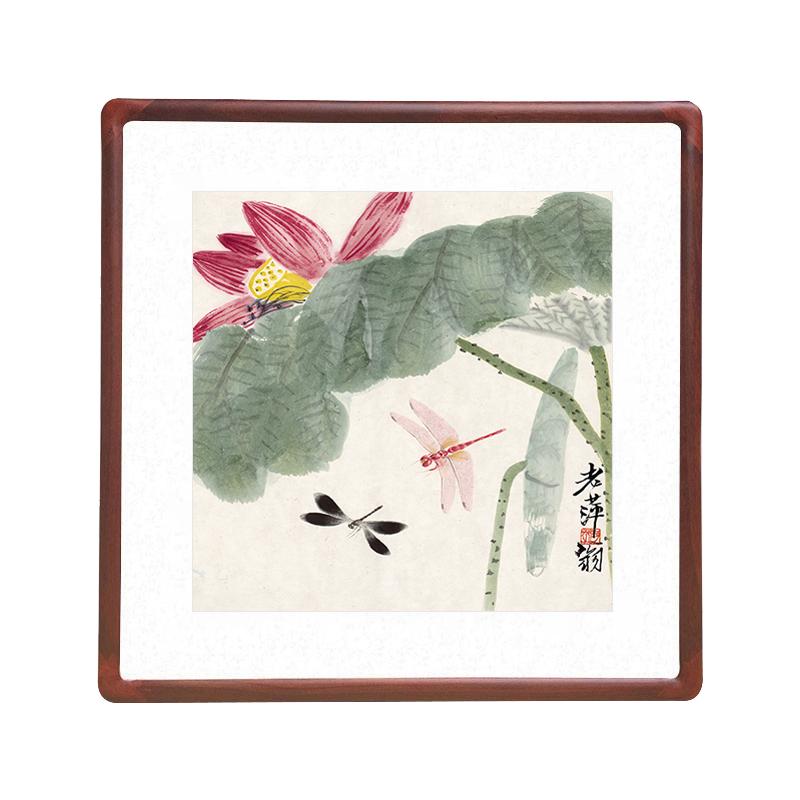 齐白石荷花装饰画国画新中式客厅沙发背景墙挂画饭厅餐厅水墨壁画