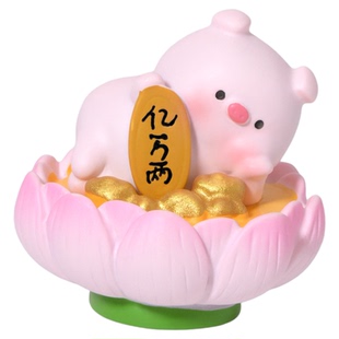 「心平气和 佛系生活」卡通猪猪桌面摆件情绪稳定工位装饰品礼物