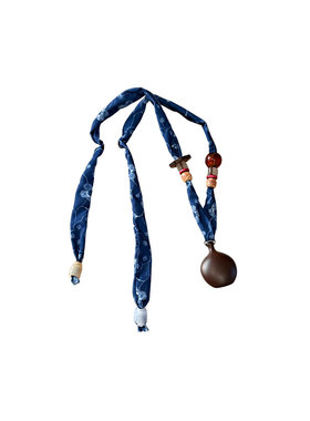 爱心木牌串珠丝巾项链女春夏季