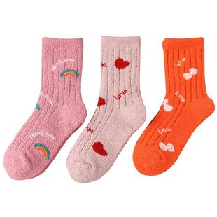 儿童珊瑚绒袜子冬季加厚加绒宝宝保暖女童女孩秋冬睡觉公主中筒袜
