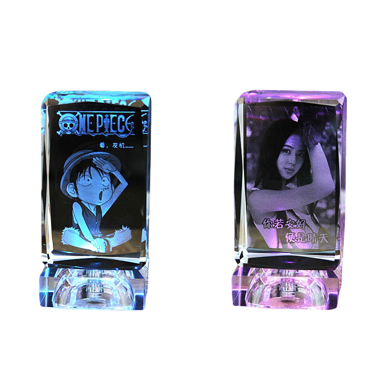 创意水晶3D内雕照片定制MP3音乐盒生日礼物发光刻字diy定制工艺品