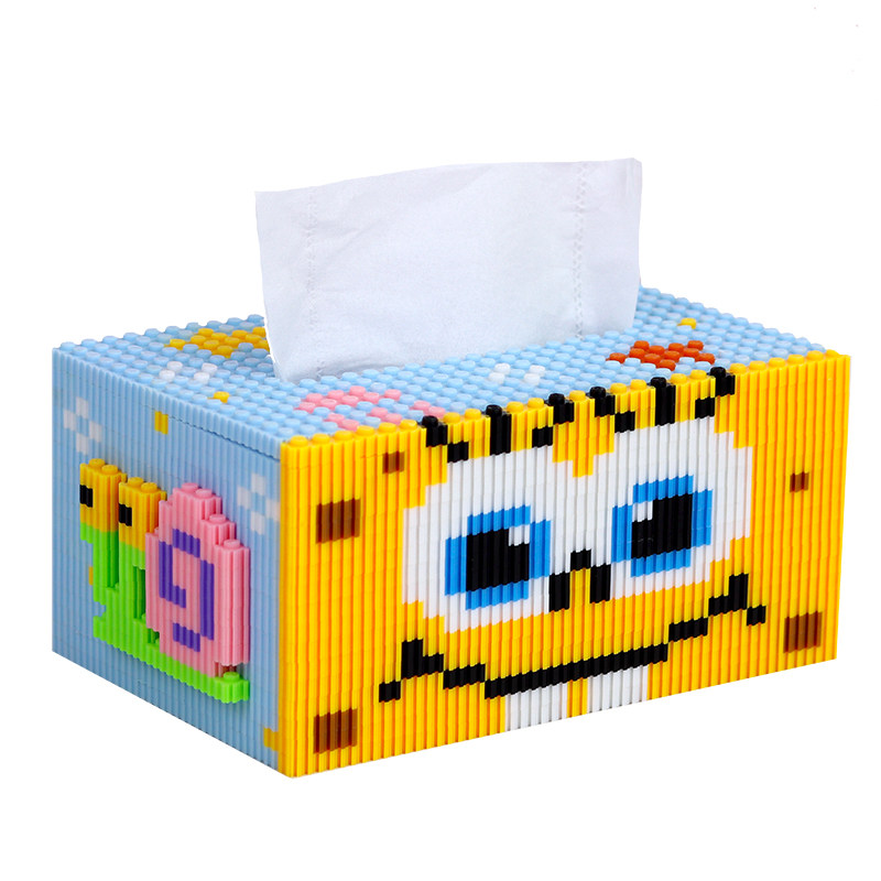 海宝积木玩具纸巾盒手工diy拼装材料包拼图抽纸盒女孩礼物儿童