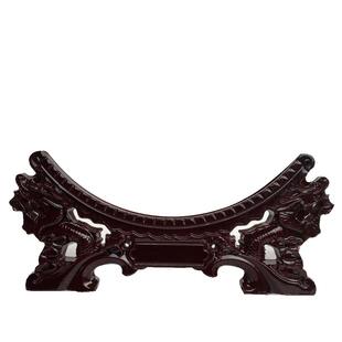 陶瓷装饰盘双龙头支架高档摆设盘子托架木质底座圆盘可 LOGO定制